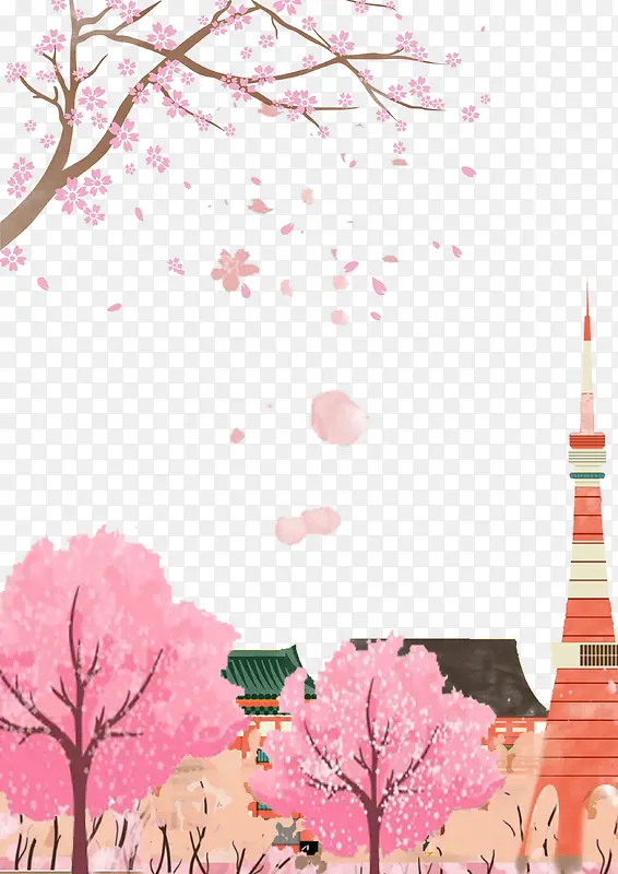 古典日本春游樱花节海报装饰