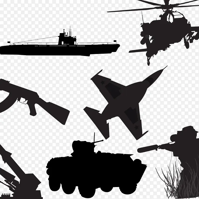 战争黑白武器矢量图片