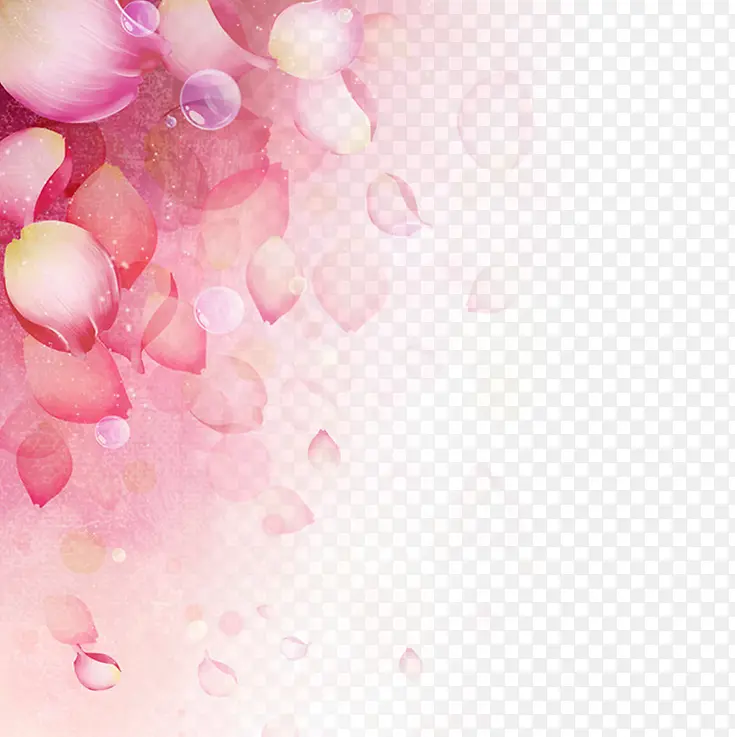 粉色手绘水彩花瓣露珠