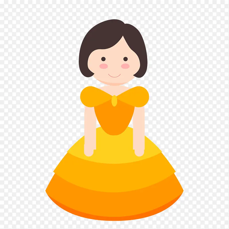 卡通穿橙色裙子的人物设计