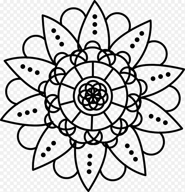 黑色曼陀罗花纹图