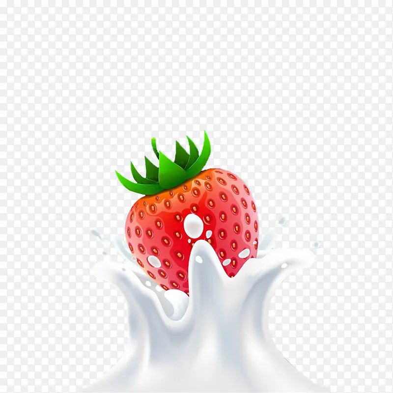 新鲜水彩草莓水果牛奶包装盒广告