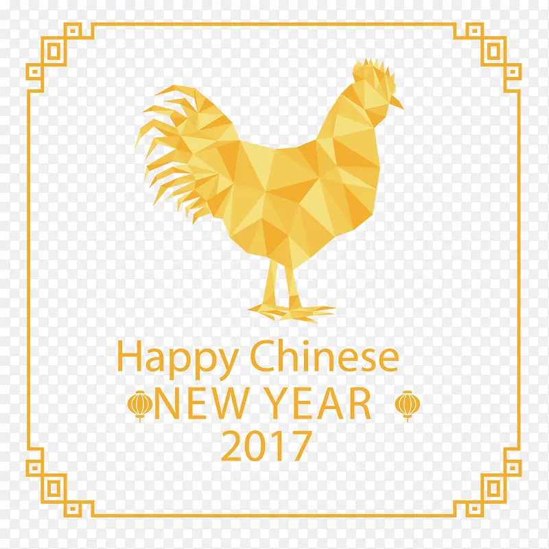 矢量中国新年和多边形公鸡背景