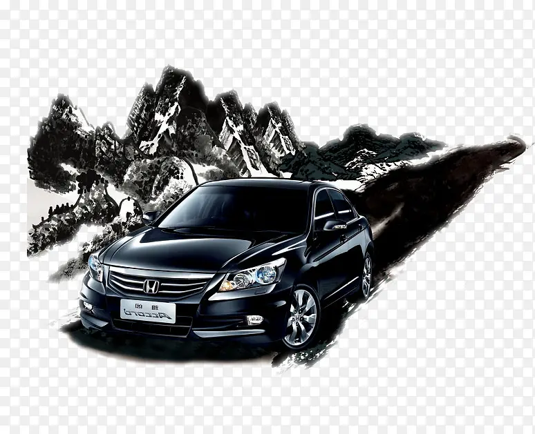 黑色水墨汽车