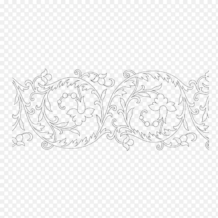 清笔勾线花纹