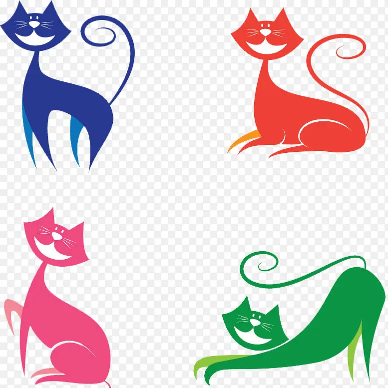 抽象四色猫咪