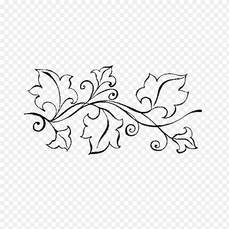 清笔勾线花纹