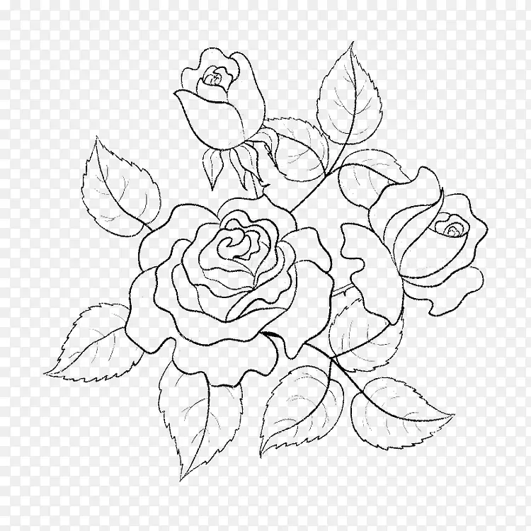 清笔勾线花纹