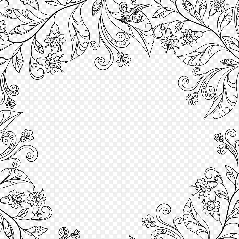 清笔勾线花纹