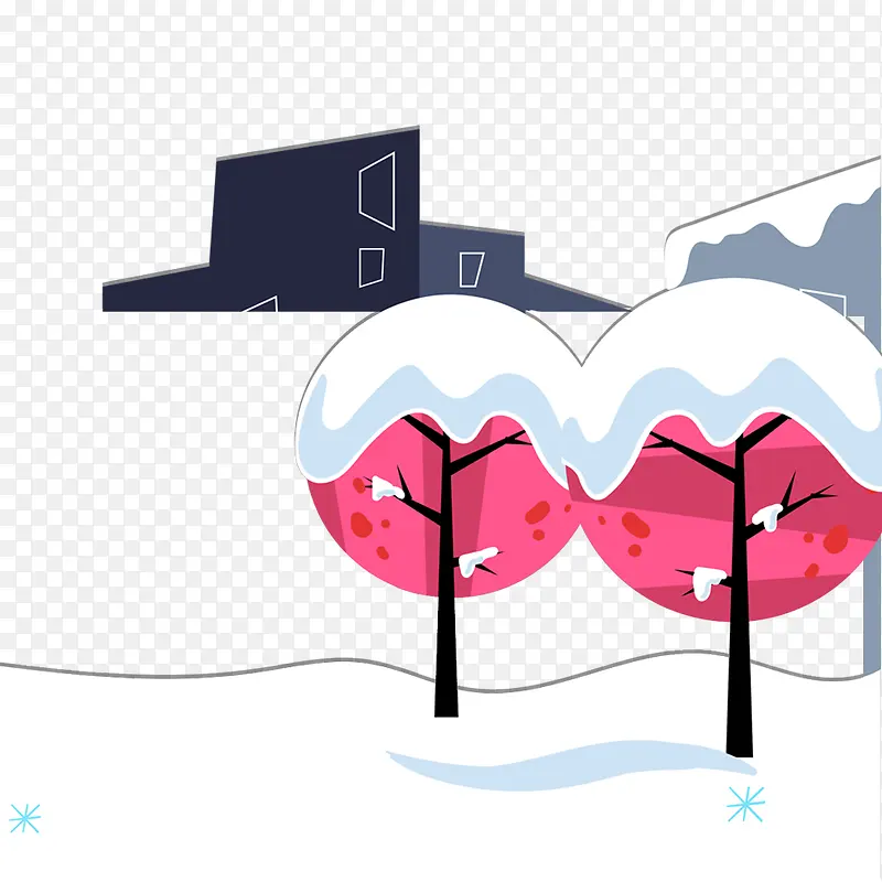 卡通冬季雪景