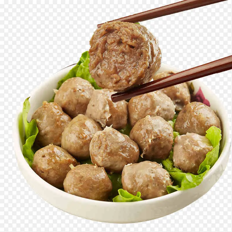 筷子夹牛肉丸