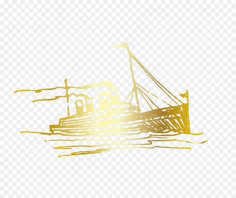 矢量金色卡通手绘帆船