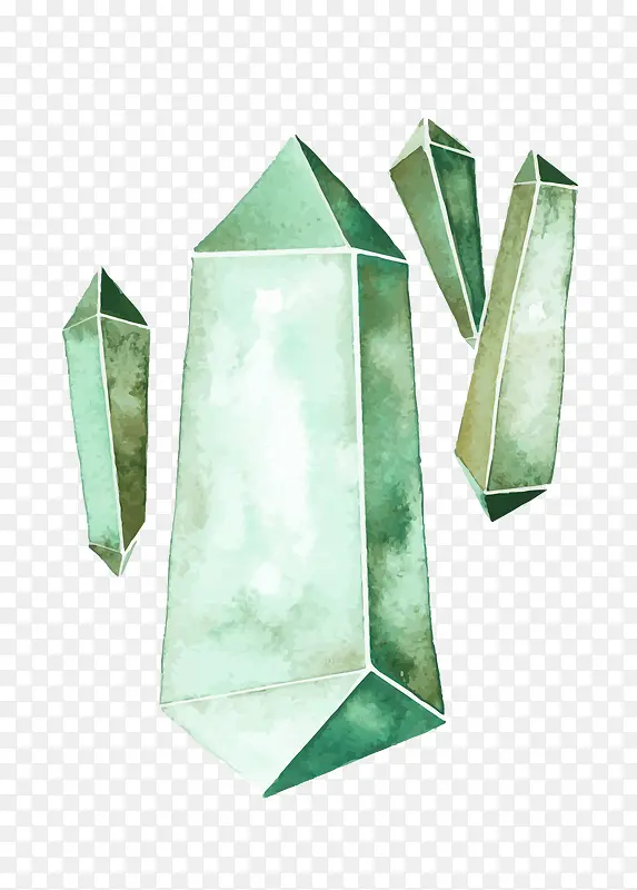 矢量绿色水彩水晶