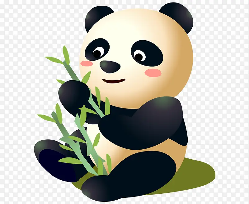 矢量卡通可爱彩色小熊猫竹子