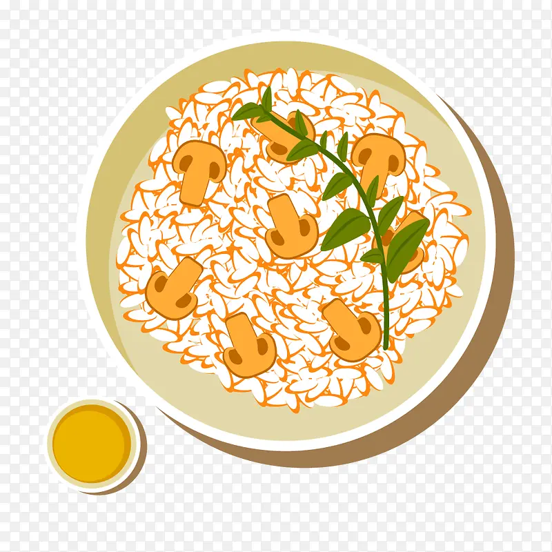 卡通美食香菇米饭矢量素材