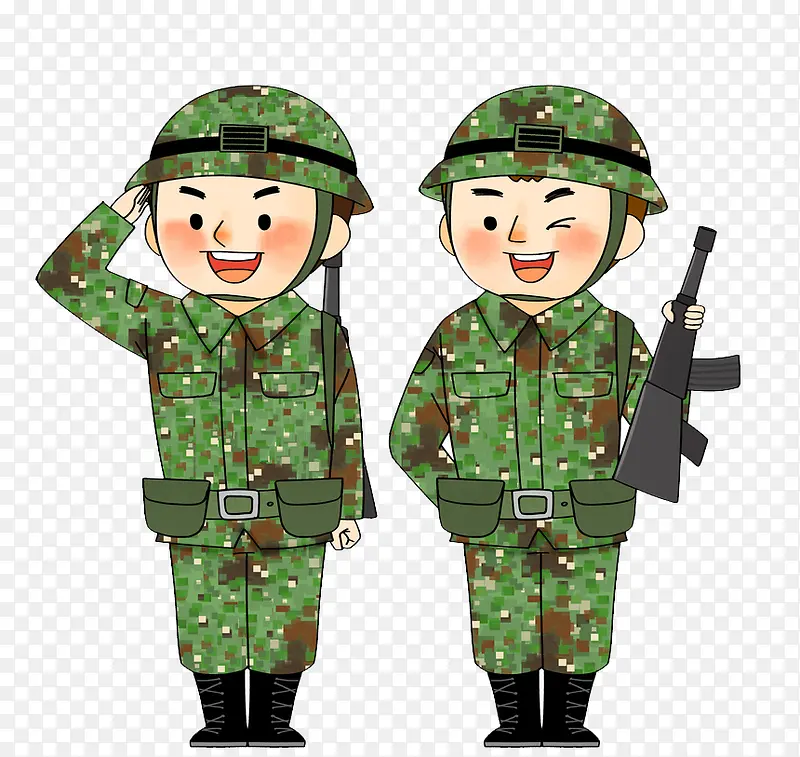 卡通部队PPT士兵插图