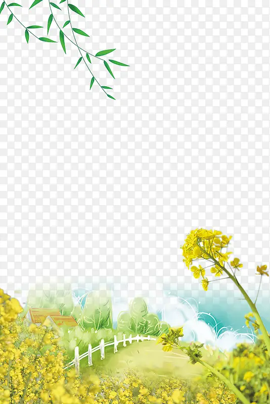 春季油菜花装饰边框小清新设计