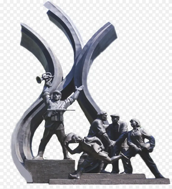 红军雕塑手绘图案