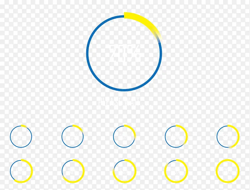 矢量简约扁平蓝黄圆形缓冲图标