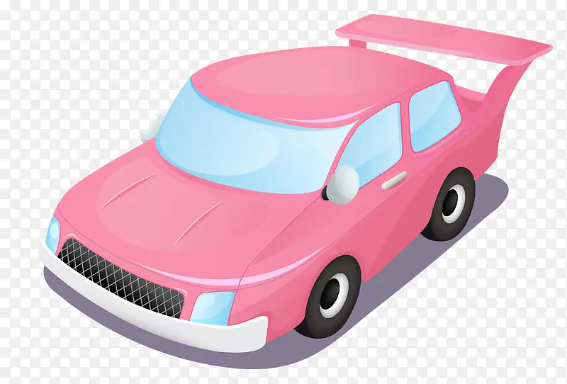 粉色女士卡通跑车