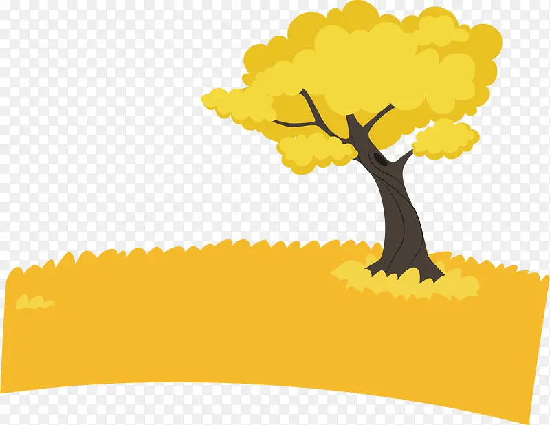 黄色金色树木丰收海报背景素材