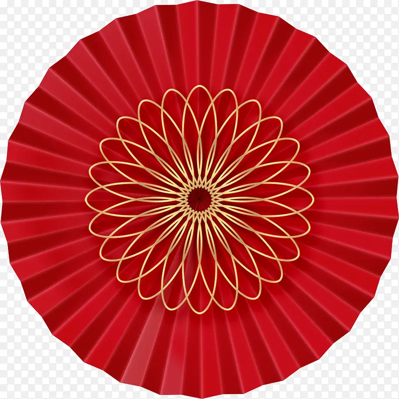 春节红色花朵折纸装饰