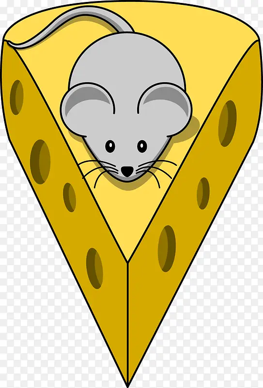 奶酪上的老鼠矢量图