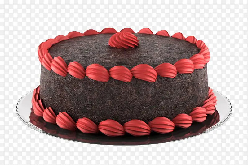 巧克力红色边的生日蛋糕实物