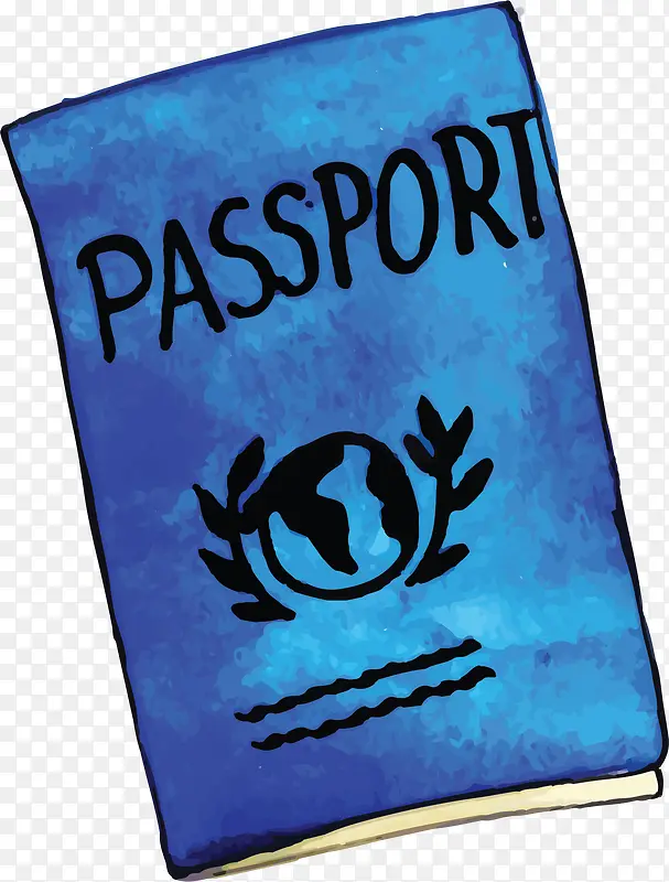 蓝色手绘夏天护照