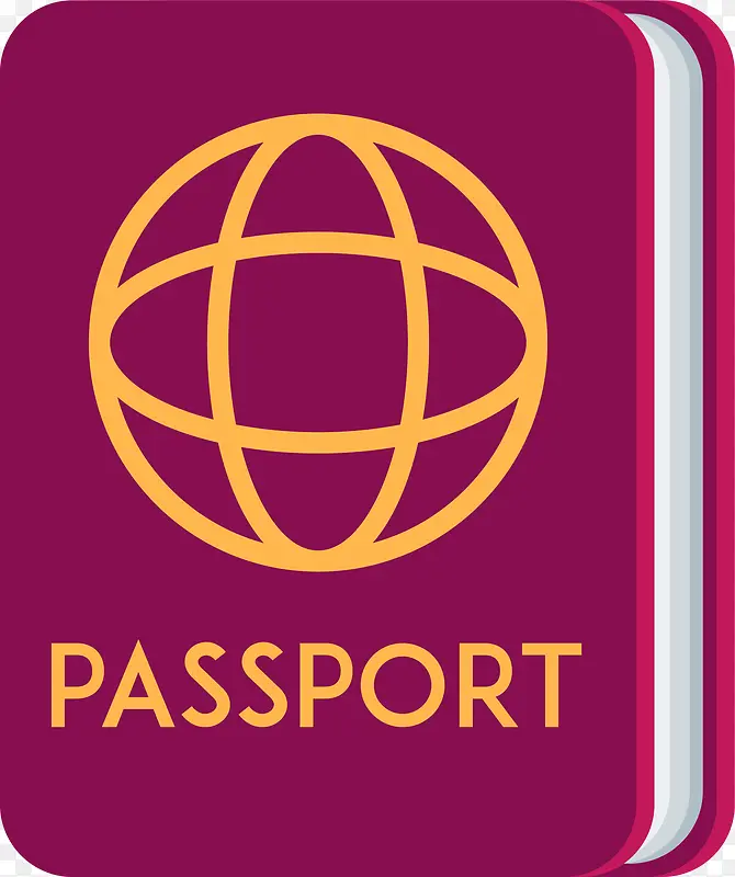 矢量卡通紫红色护照