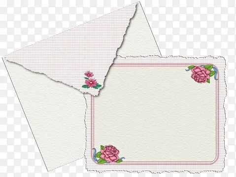 粉色花纹信封信纸素材