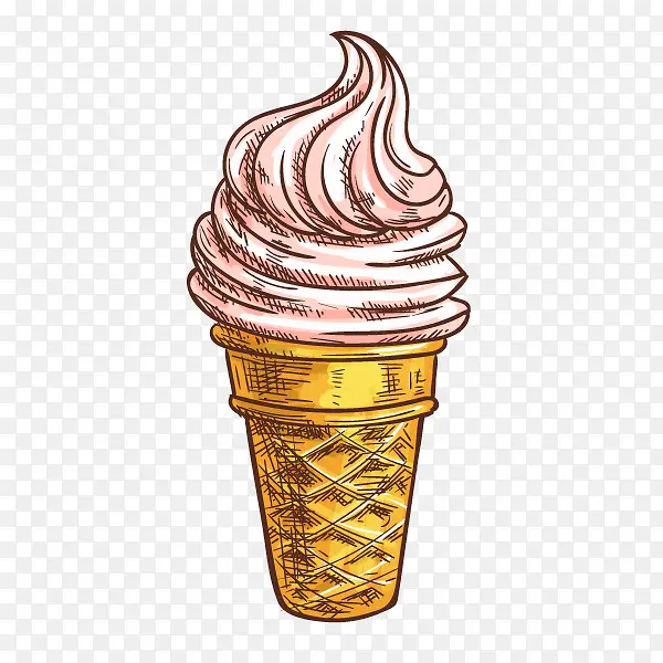 卡通手绘一个甜筒冰淇淋