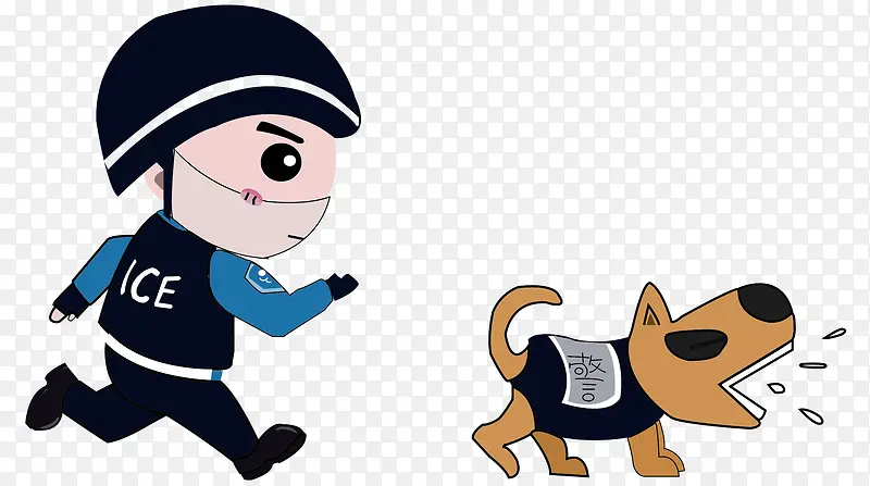 Q版特警和警犬