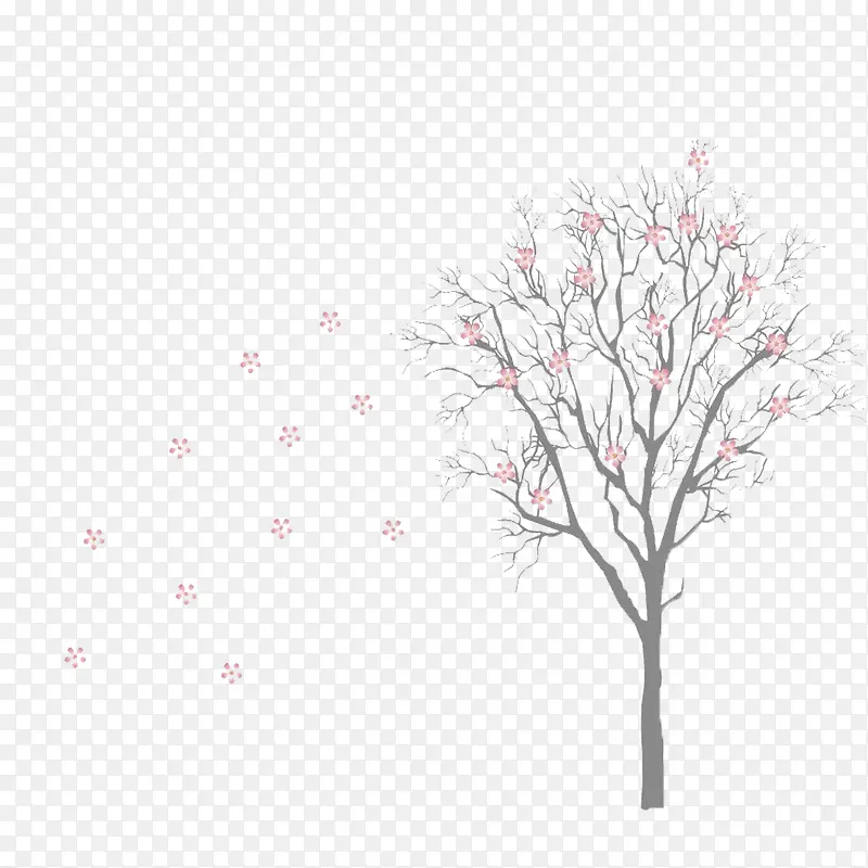 现代简约粉色树枝