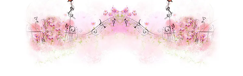 清新手绘音符花朵海报背景