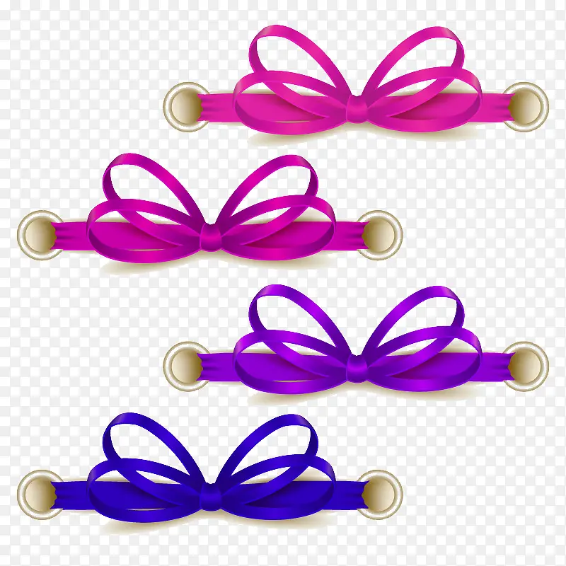 4款彩色丝带蝴蝶结矢量素材