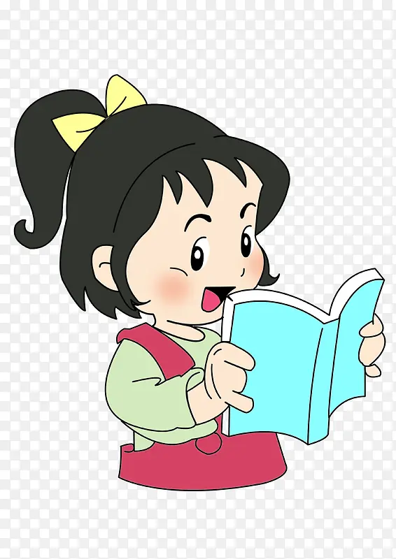 可爱的朗读卡通小女孩