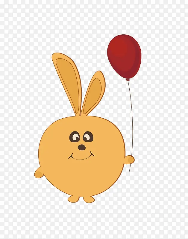 拿着红色气球的卡通小兔子