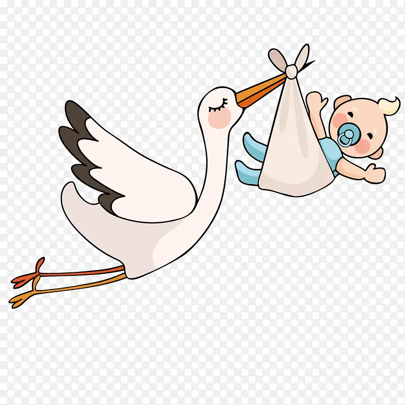送子鹤与婴儿贴纸