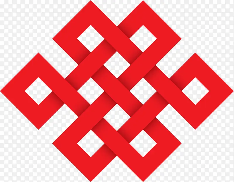 手绘红色方块中国结