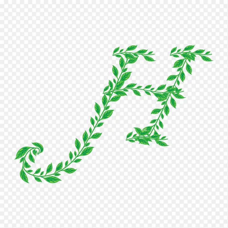 绿色树叶字母H