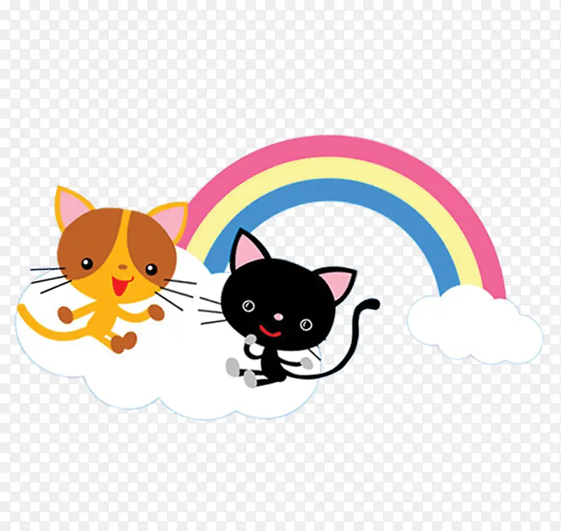 卡通清新彩虹小猫装饰图案