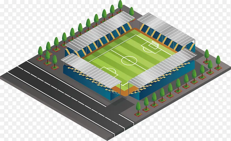 精致绿色3D足球场地矢量素材
