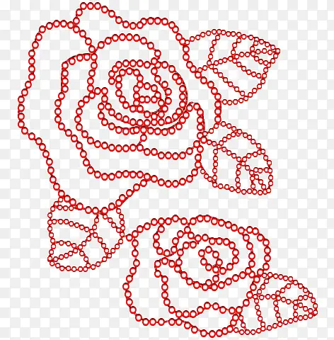 红色小珠子拼成的玫瑰花