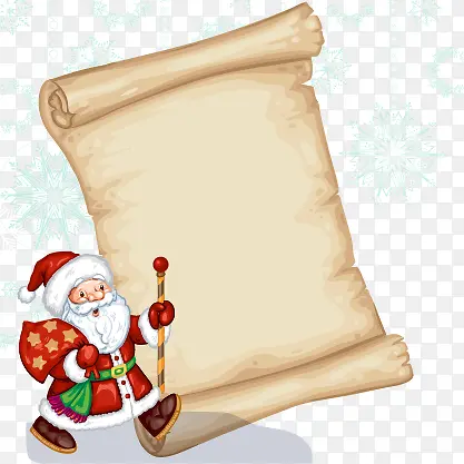 圣诞老人与装饰纸张矢量图