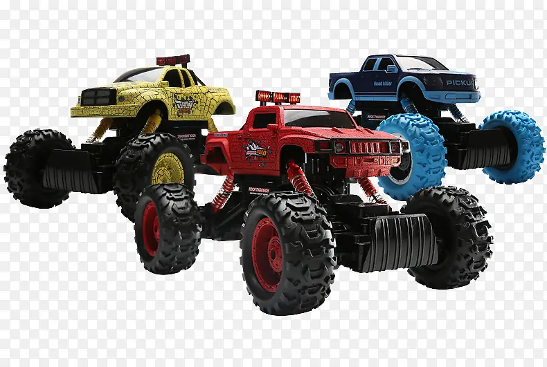 三色四驱玩具车素材