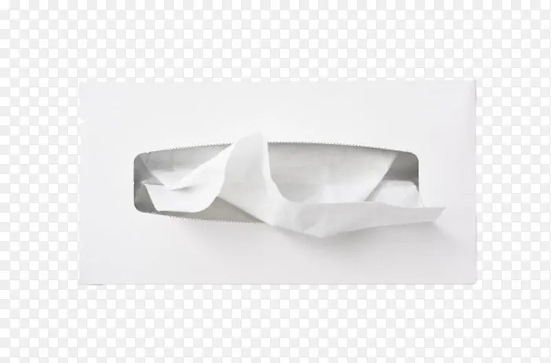 纯白色纸质盒子的抽纸巾俯视图实