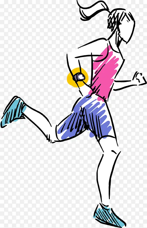 马拉松手绘跑步的女人