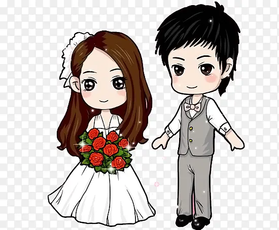 可爱Q版情侣婚纱照