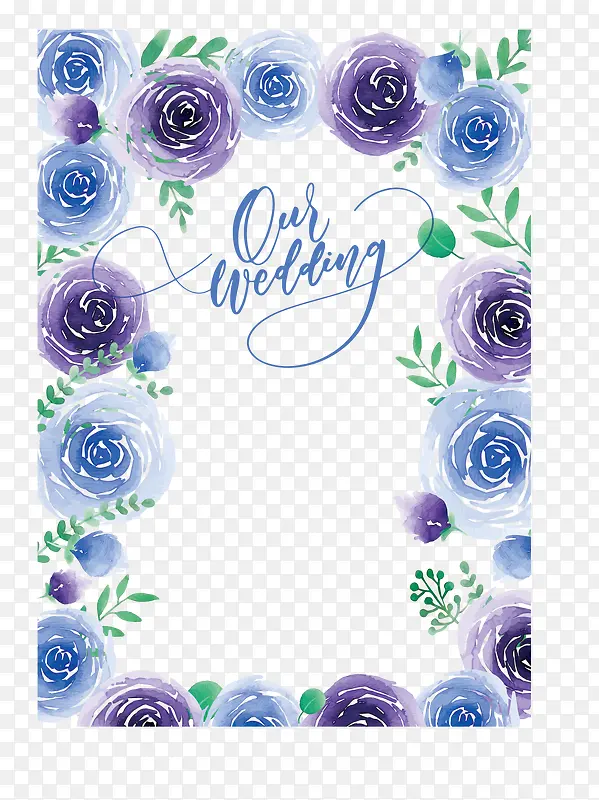 蓝紫色美丽玫瑰边框